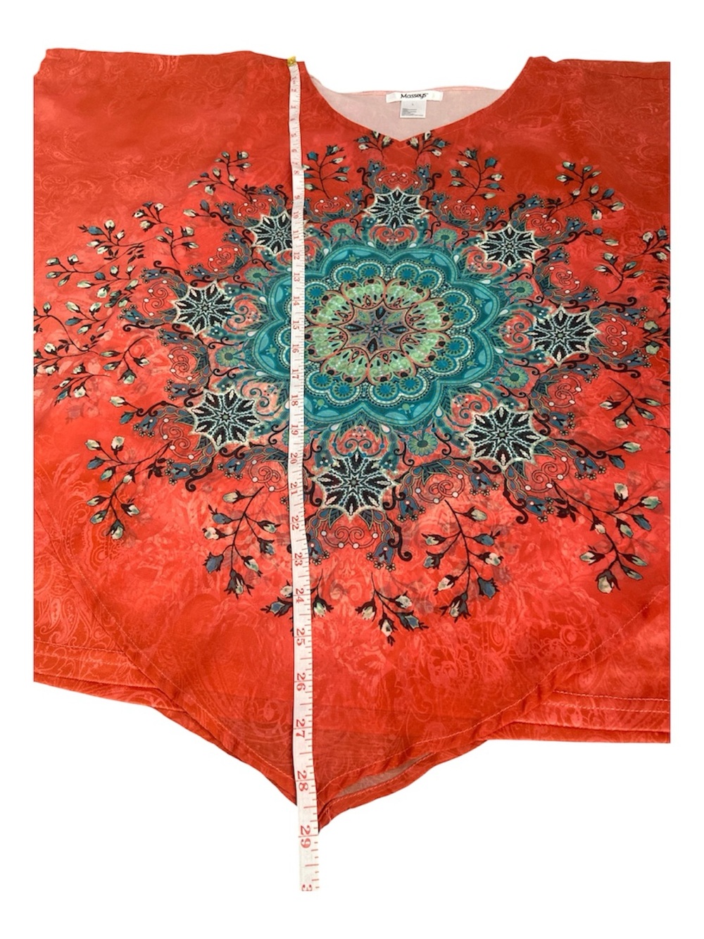 Masseys women’s Coral Tunic with kaftan teal Medallion Print with inner L EUC - Picture 13 of 16